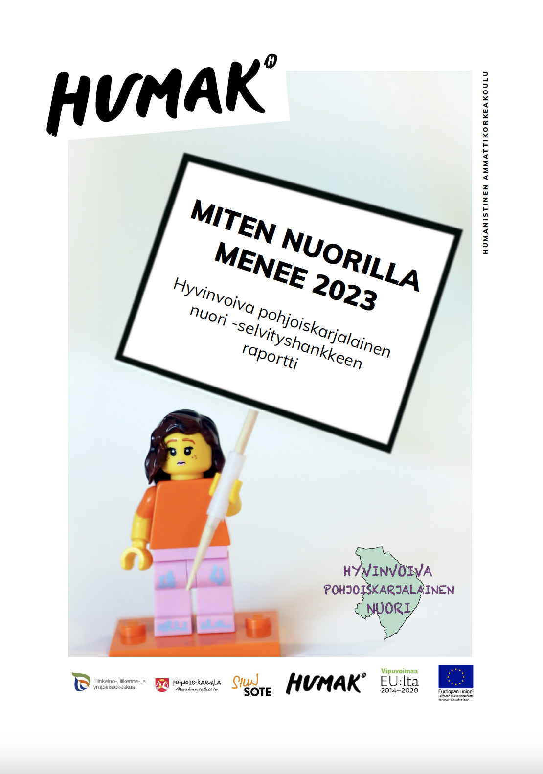 Miten nuorilla menee 2023 - Hyvinvoiva pohjoiskarjalainen nuori -selvityshankkeen raportin kansikuva.
