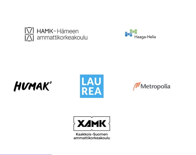 Kuuden ammattikorkeakoulun logot.