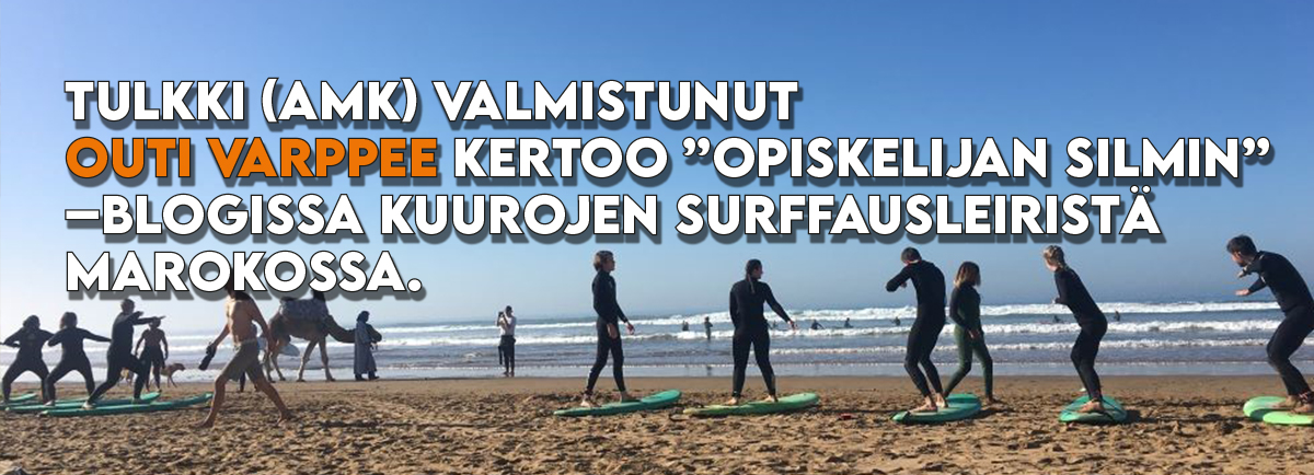 Bannerikuvake blogista, kuvassa ihmisiä liikuumassa rannalla, taustalla meri ja sininen taivas.