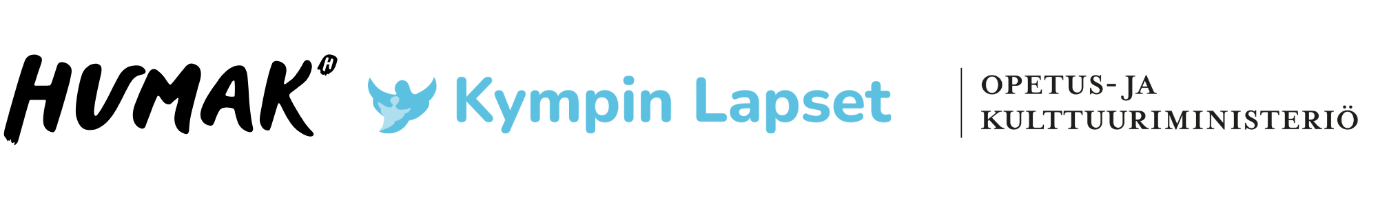 Logot Humak, Kympin lapset ry ja Opetus- ja kulttuuriministeriö.