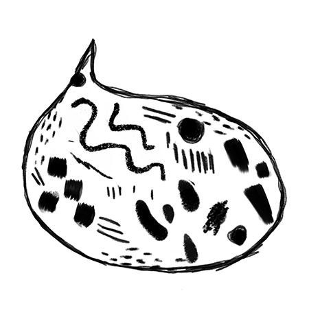 Puhekupla, jonka sisällä on erilaisia graafisia kuvioita.