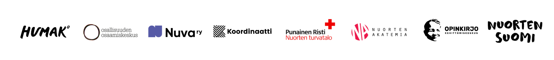 Humak yhteistyössä Nuorten Suomi ry ja Osallisuuden osaamiskeskus toimijoineen (Nuorten Akatemia, Koordinaatti, Nuva ry, Opinkirjo, SPR/Nuorten turvatalot)