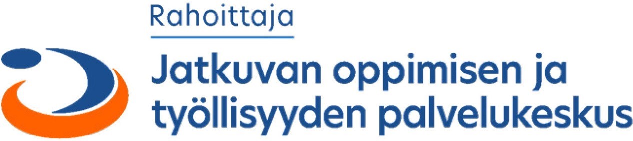 Kuvassa Jatkuvan oppimisen ja työllisyyden palvelukeskuksen logobanneri. Kuvassa on pyörremäinen kuvio.