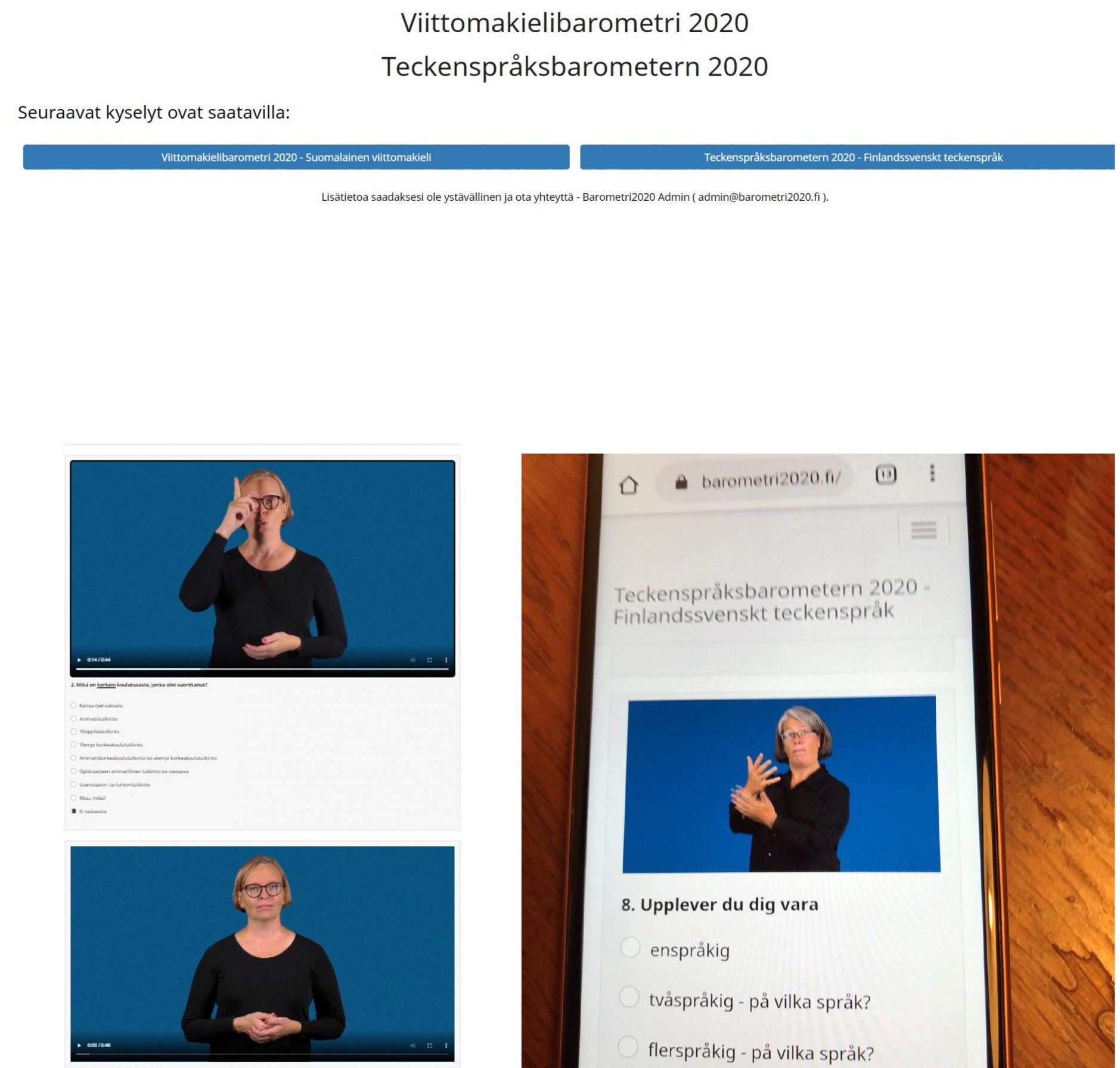 Tietokoneen näyttökuva, jossa on kolme erillistä kuvaa viittovasta henkilöstä.