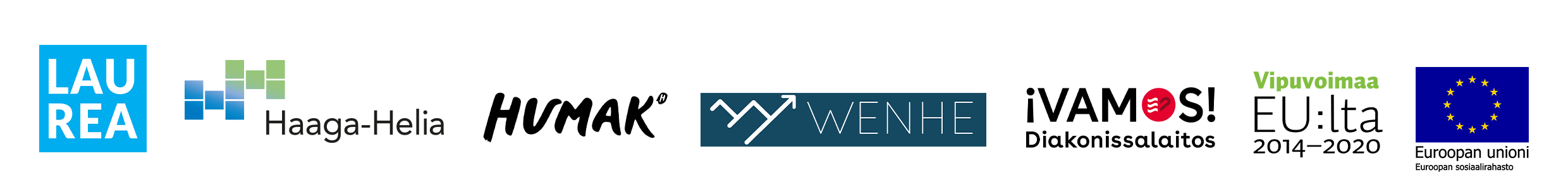 Digisti -hankkeen logot: Laurea, Haaga-Helia, Humak, Vamos ja ESR.