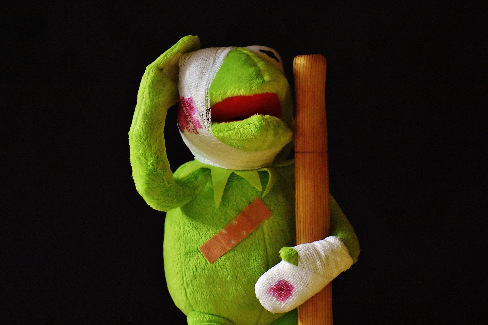Ensiapupisteellä käynyt Kermit-sammakko toipuu.