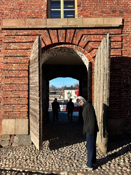 A photo of Hugo at Suomenlinna.